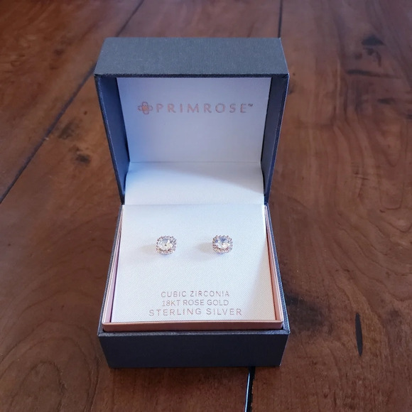 primrose Jewelry - New Primrose 18kt Gold Over Sterling Silver Cubic Zircona Stud Earrings